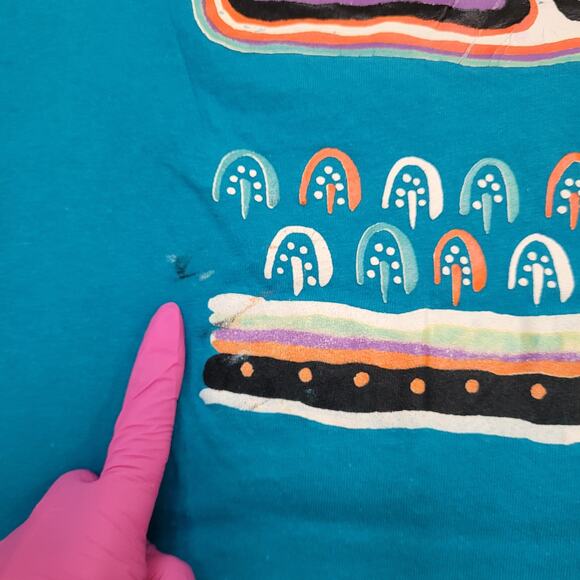 Vintage 1990 Aztec Sunset Art Shirt Medium 18x25 Native-American - Picture 4 of 15